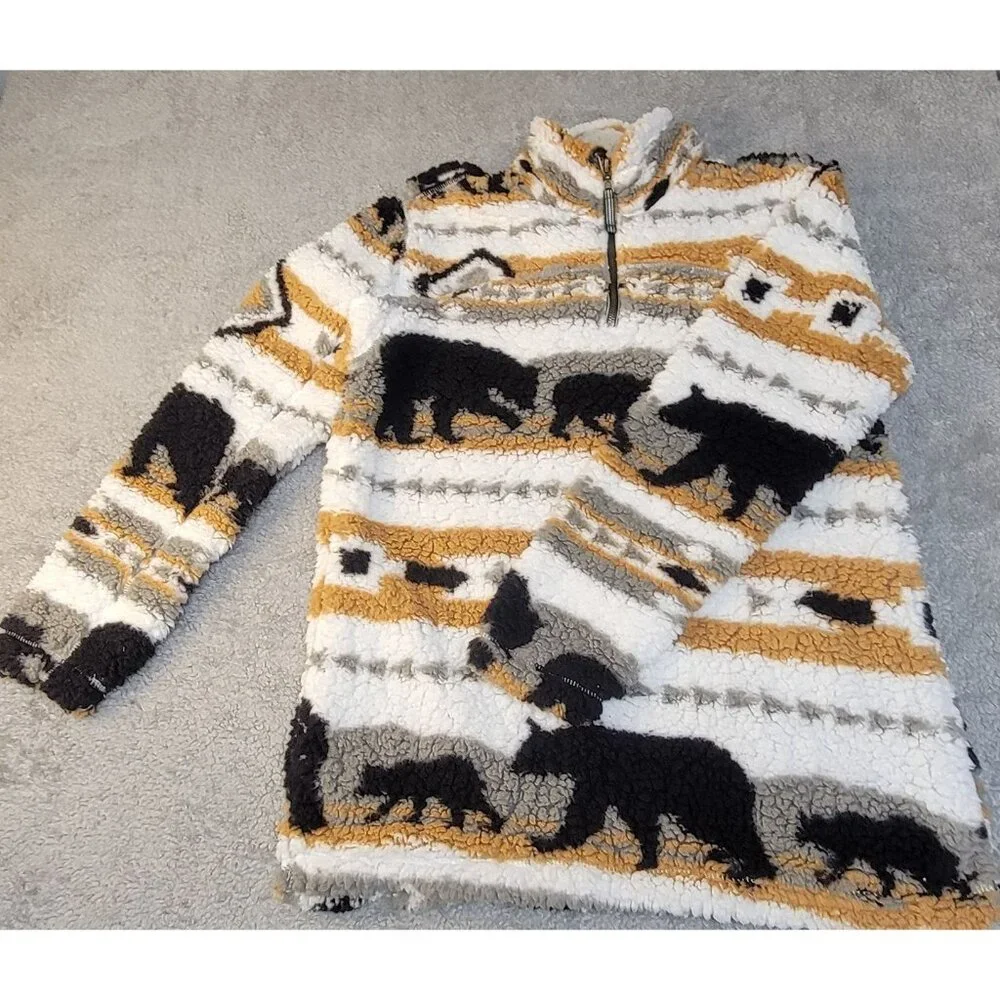 Cabin Fever by Ramatex Sherpa Pullover Bear Sweater - Picture 14 of 15